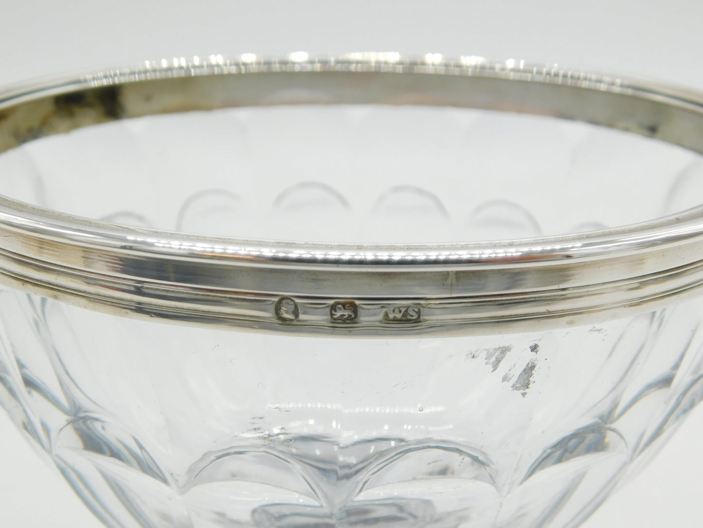 George III Sterling Silver Mounted Cut Glass Pedestal Sugar Bowl Antique c1800