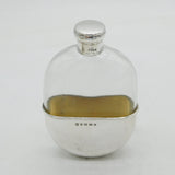 Victorian Sterling Silver & Glass Hip Flask with Stirrup Cup Antique Birmingham
