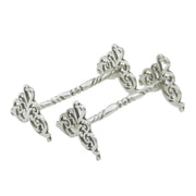 Victorian Pair of Sterling Silver Floral Knife Rests Antique 1901 London