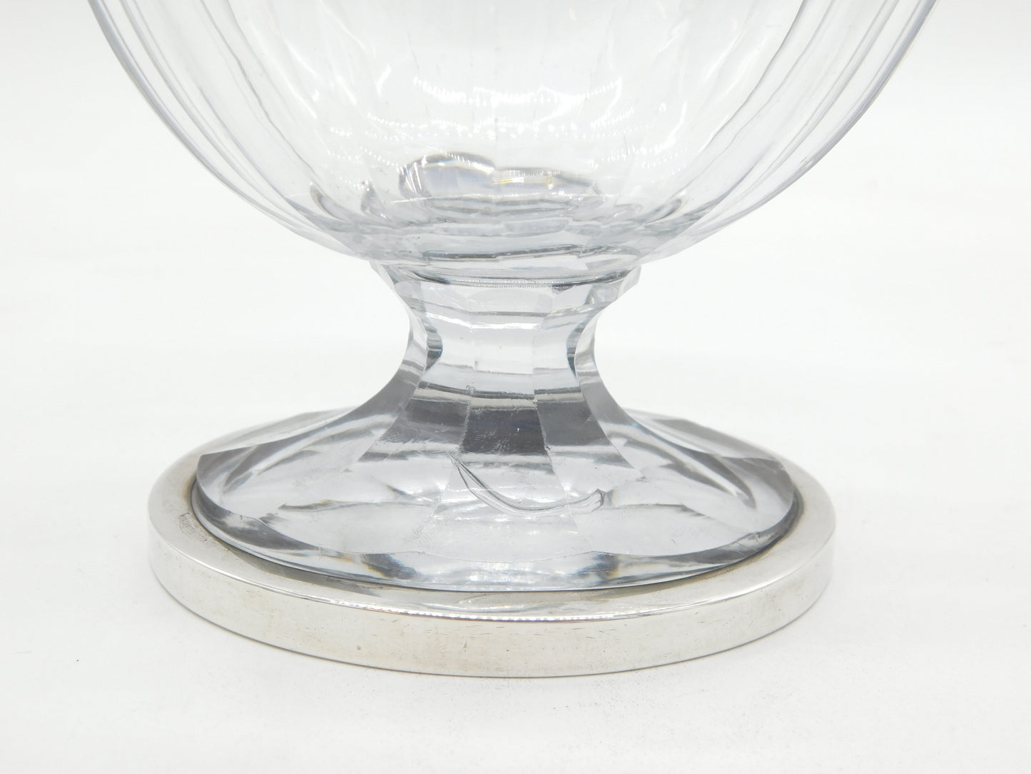 George III Sterling Silver Mounted Cut Glass Pedestal Sugar Bowl Antique c1800
