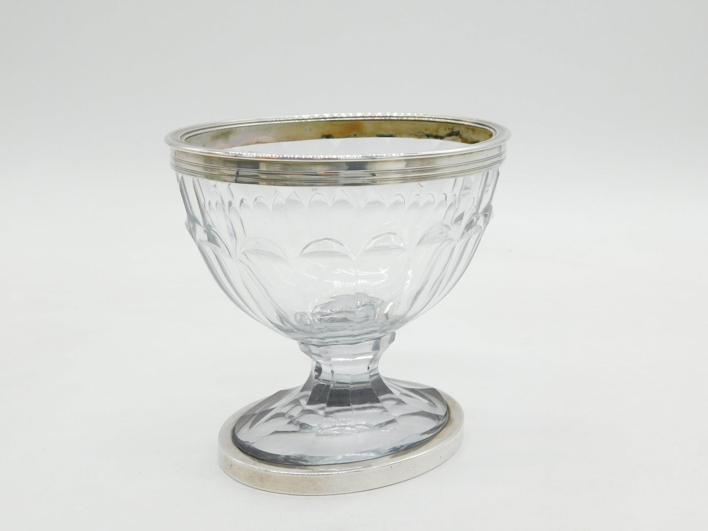 George III Sterling Silver Mounted Cut Glass Pedestal Sugar Bowl Antique c1800