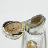 Victorian Sterling Silver & Glass Hip Flask with Stirrup Cup Antique Birmingham