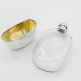 Victorian Sterling Silver & Glass Hip Flask with Stirrup Cup Antique Birmingham