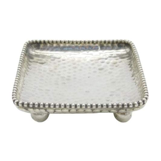 Arts & Crafts Sterling Silver Planished Ring Dish Tray Antique 1904 London
