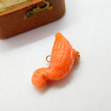 Victorian 9ct Gold & Carved Coral Duck Bird Charm Pendant AF Antique c1880