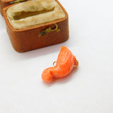 Victorian 9ct Gold & Carved Coral Duck Bird Charm Pendant AF Antique c1880