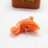 Victorian 9ct Gold & Carved Coral Duck Bird Charm Pendant AF Antique c1880