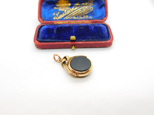 Victorian 9ct Rose Gold Bloodstone & Carnelian Fob Spinner c1900 Antique