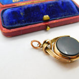 Victorian 9ct Rose Gold Bloodstone & Carnelian Fob Spinner c1900 Antique