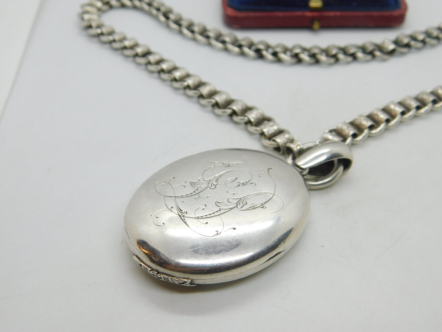 Victorian Sterling Silver Collar Double Locket Necklace Antique c1880