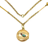 Victorian Gold Plated Shibayama Insect Locket Necklace Antique c1880