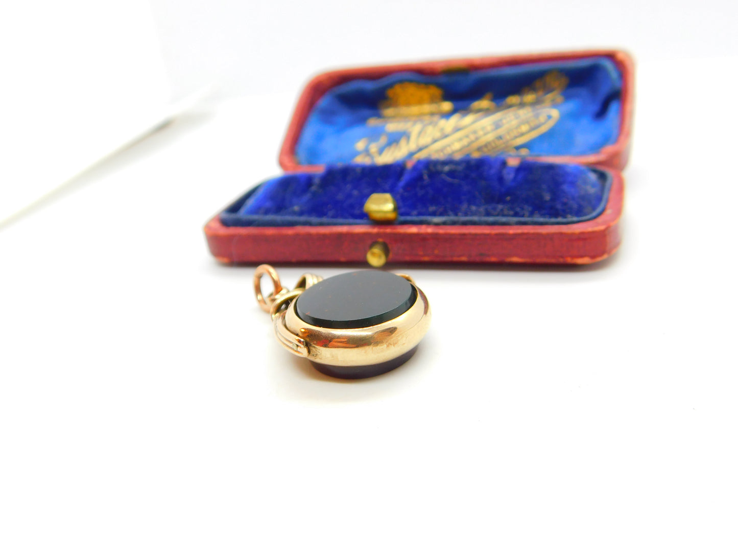 Victorian 9ct Rose Gold Bloodstone & Carnelian Fob Spinner c1900 Antique