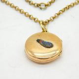 Victorian Gold Plated Shibayama Insect Locket Necklace Antique c1880