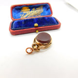 Victorian 9ct Rose Gold Bloodstone & Carnelian Fob Spinner c1900 Antique