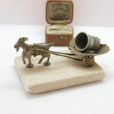 Victorian Gilt Metal & Marble Goat Cart Novelty Thimble Holder c1890 Antique