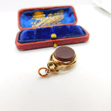 Victorian 9ct Rose Gold Bloodstone & Carnelian Fob Spinner c1900 Antique
