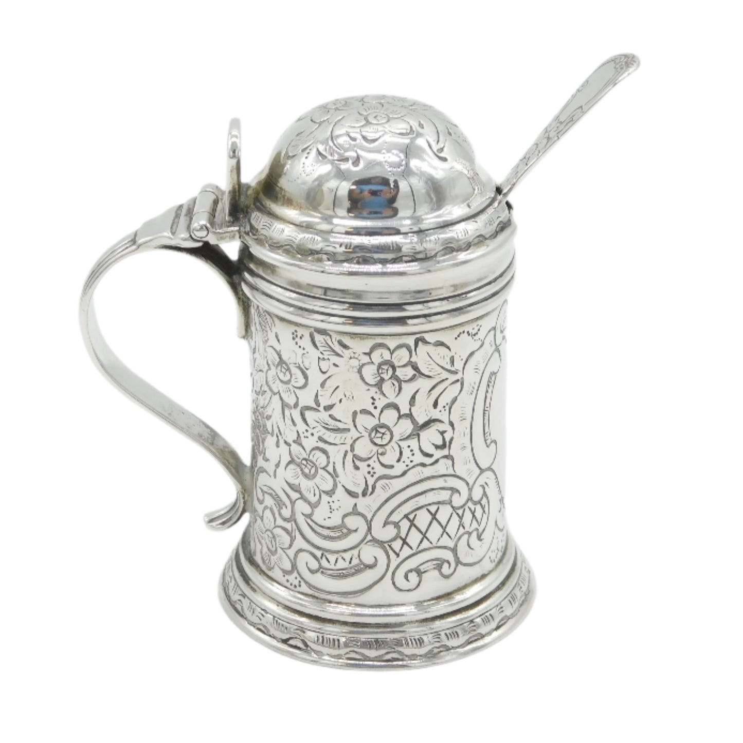 Victorian Sterling Silver Novelty Tankard Form Mustard Pot Antique 1890 London
