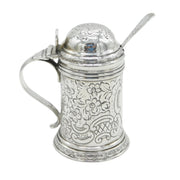 Victorian Sterling Silver Novelty Tankard Form Mustard Pot Antique 1890 London