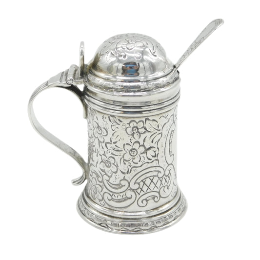 Victorian Sterling Silver Novelty Tankard Form Mustard Pot Antique 1890 London