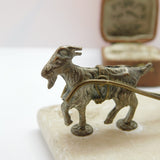 Victorian Gilt Metal & Marble Goat Cart Novelty Thimble Holder c1890 Antique