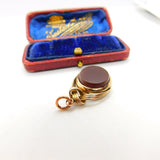 Victorian 9ct Rose Gold Bloodstone & Carnelian Fob Spinner c1900 Antique