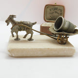 Victorian Gilt Metal & Marble Goat Cart Novelty Thimble Holder c1890 Antique