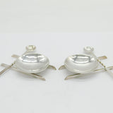 Sterling Silver Novelty Ski Form Salt Cellars Vintage 1973 Sheffield Merriman