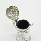 Victorian Sterling Silver Novelty Tankard Form Mustard Pot Antique 1890 London