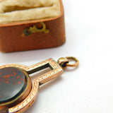 Victorian 10ct Gold, Bloodstone & Carnelian Watch Key Spinner Fob Antique c1900
