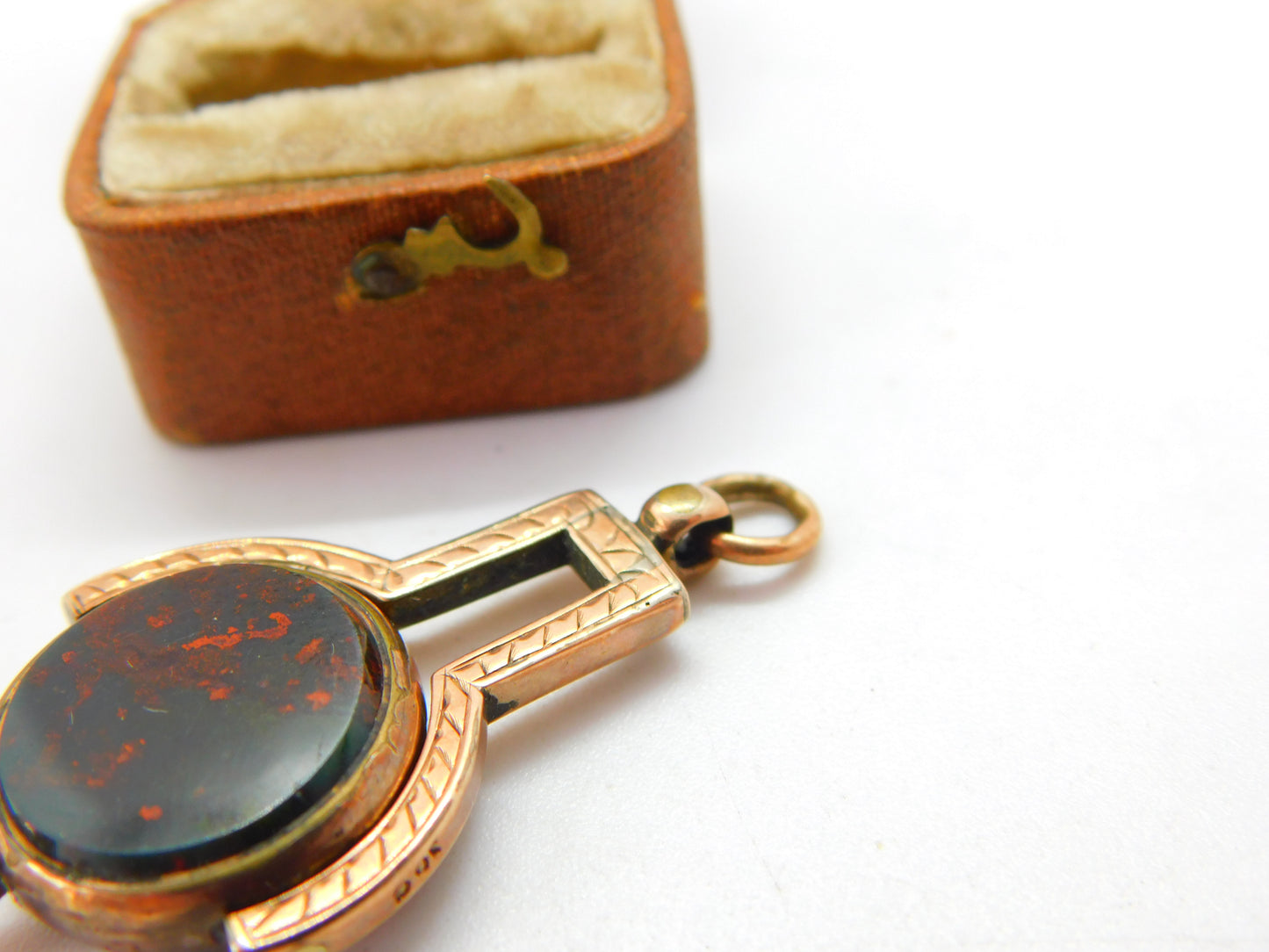 Victorian 10ct Gold, Bloodstone & Carnelian Watch Key Spinner Fob Antique c1900