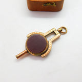 Victorian 10ct Gold, Bloodstone & Carnelian Watch Key Spinner Fob Antique c1900
