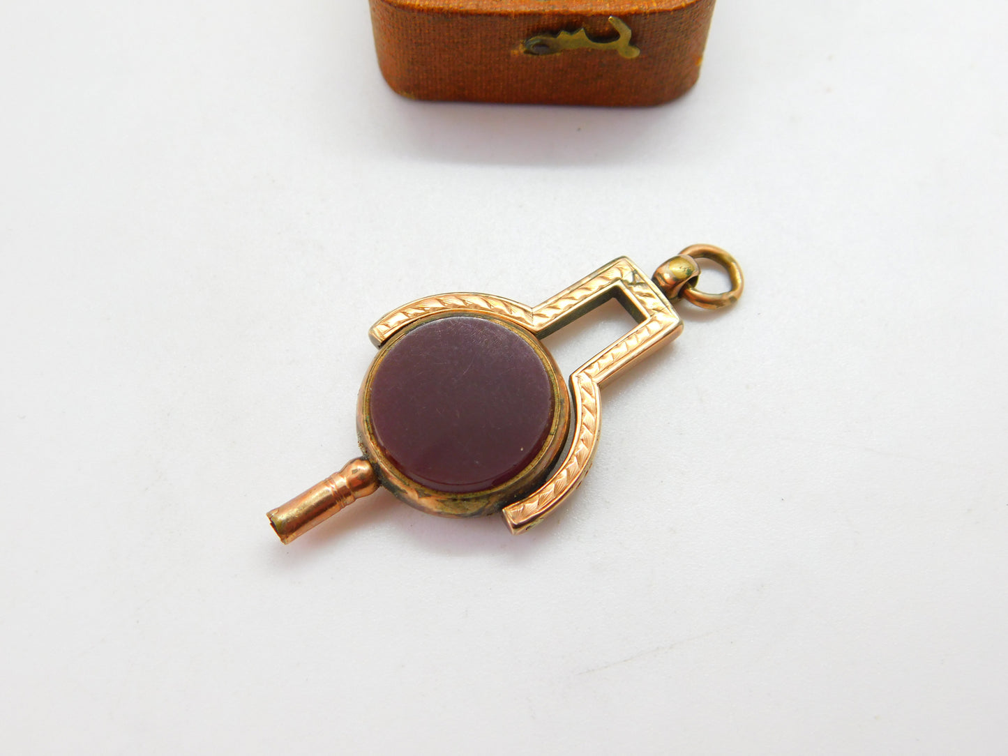 Victorian 10ct Gold, Bloodstone & Carnelian Watch Key Spinner Fob Antique c1900