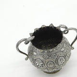 Victorian Kutch Indian Sterling Silver Snake Form Sugar Bowl Antique c1880