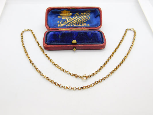 Victorian 9ct Gold Cable Link Chain Necklace Antique c1880 17" Length