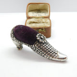 Edwardian Sterling Silver High-Heeled Shoe Novelty Pin Cushion 1905 Antique