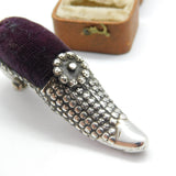 Edwardian Sterling Silver High-Heeled Shoe Novelty Pin Cushion 1905 Antique