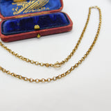 Victorian 9ct Gold Cable Link Chain Necklace Antique c1880 17" Length