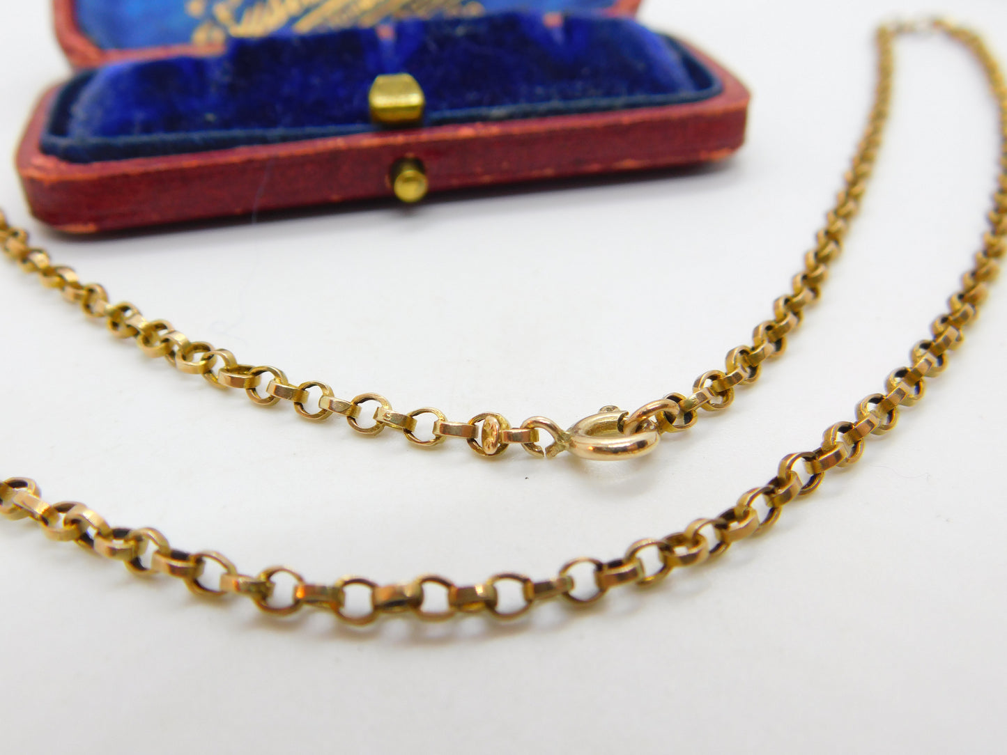 Victorian 9ct Gold Cable Link Chain Necklace Antique c1880 17" Length