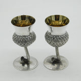Scottish Sterling Silver Pair of Thistle Whisky Shot Tot Goblets Vintage 2007