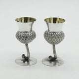 Scottish Sterling Silver Pair of Thistle Whisky Shot Tot Goblets Vintage 2007