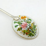 Boxed Set of Sterling Silver & Floral Enamel Coffee Spoons Vintage 1955 Birmingham