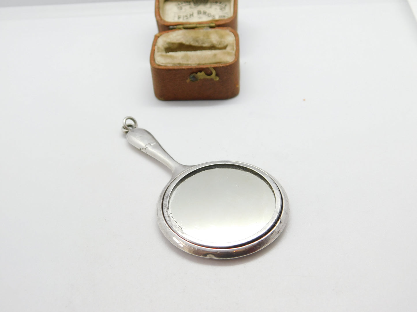 Sterling Silver Chatelaine Small Mirror Fob 1921 Birmingham Antique Art Deco