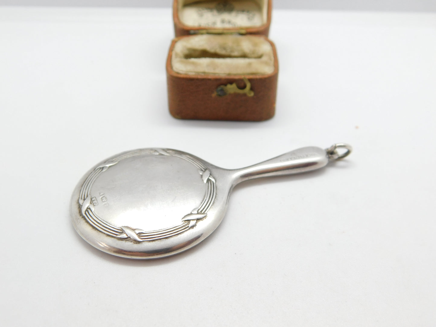 Sterling Silver Chatelaine Mirror Fob Pendant 1921 Birmingham Antique Art Deco