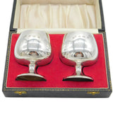 Boxed Pair of Sterling Silver Wine Goblets Vintage 1978 Sheffield