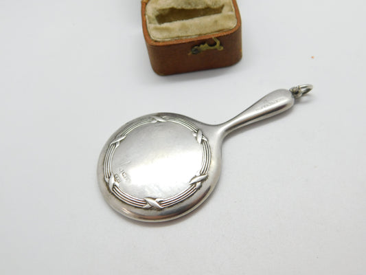 Sterling Silver Chatelaine Mirror Fob Pendant 1921 Birmingham Antique Art Deco