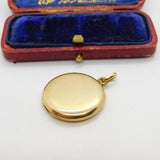 9ct Yellow Gold Back & Front Circular Locket Pendant Antique c1920 Art Deco