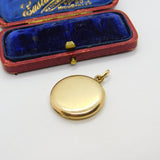 9ct Yellow Gold Back & Front Circular Locket Pendant Antique c1920 Art Deco