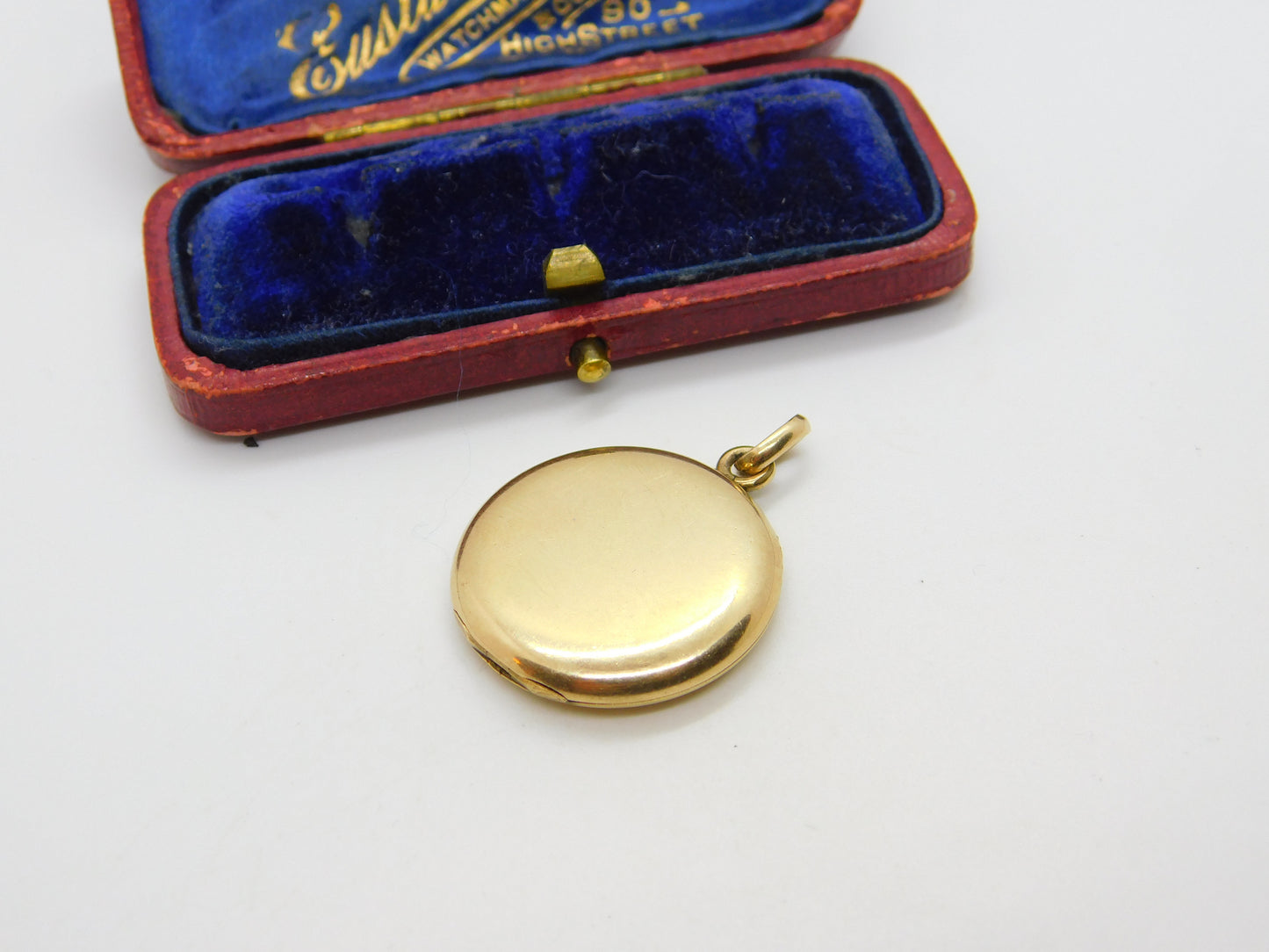 9ct Yellow Gold Back & Front Circular Locket Pendant Antique c1920 Art Deco