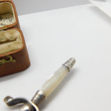 Victorian Sterling Silver Mother of Pearl Sword Shape Bookmark 1889 Antique
