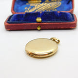 9ct Yellow Gold Back & Front Circular Locket Pendant Antique c1920 Art Deco